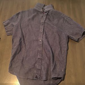 UNTUCKit short sleeve button down, linen, M, blue.